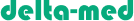 Logo składające się z zielonego napis delta-med